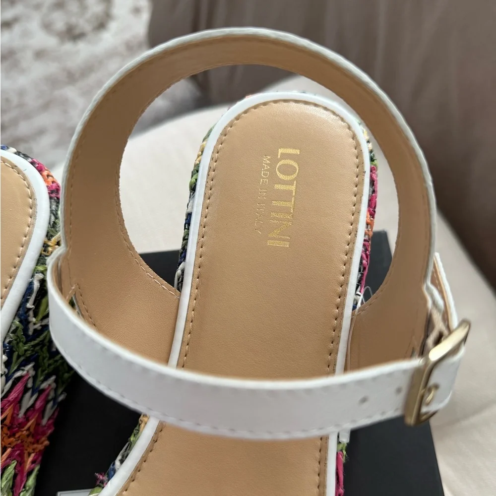NEW Lottini Multicolor Leather Platform Sandals Size 9.5‎